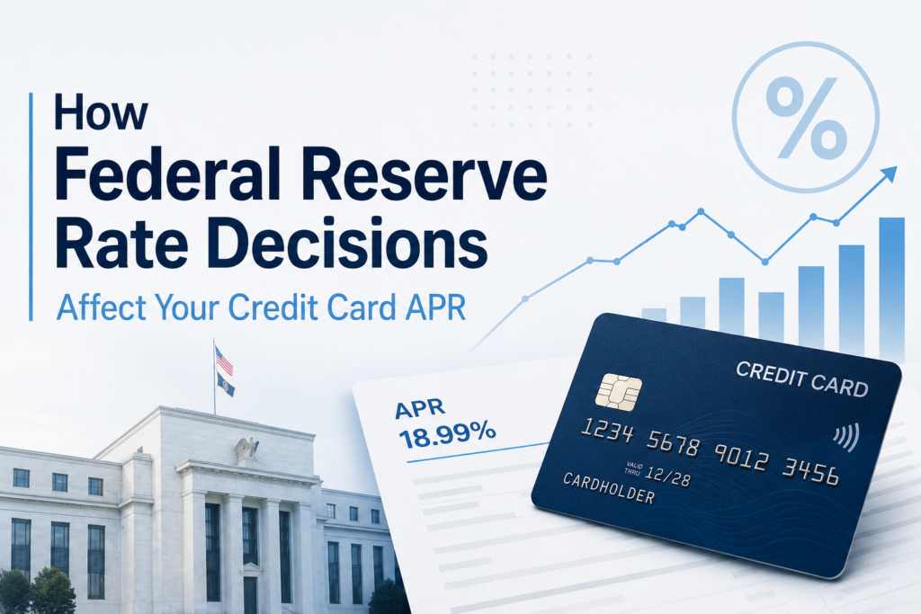 Illustration for the article: How Federal Reserve Rate Decisions Affect Your Credit Card APR