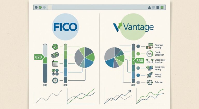 Illustration for the article: FICO vs. VantageScore: Why Your Credit Score Isn’t Always the Same Number