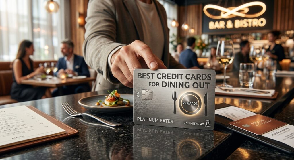 Illustration for the article: Best Credit Cards for Dining Out and Food Delivery Apps