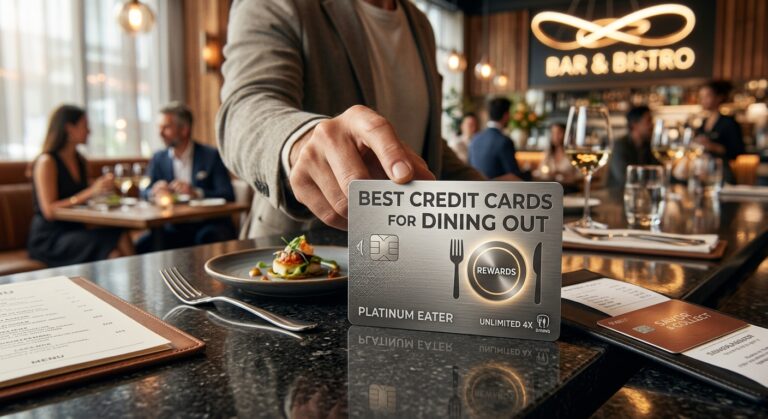 Illustration for the article: Best Credit Cards for Dining Out and Food Delivery Apps